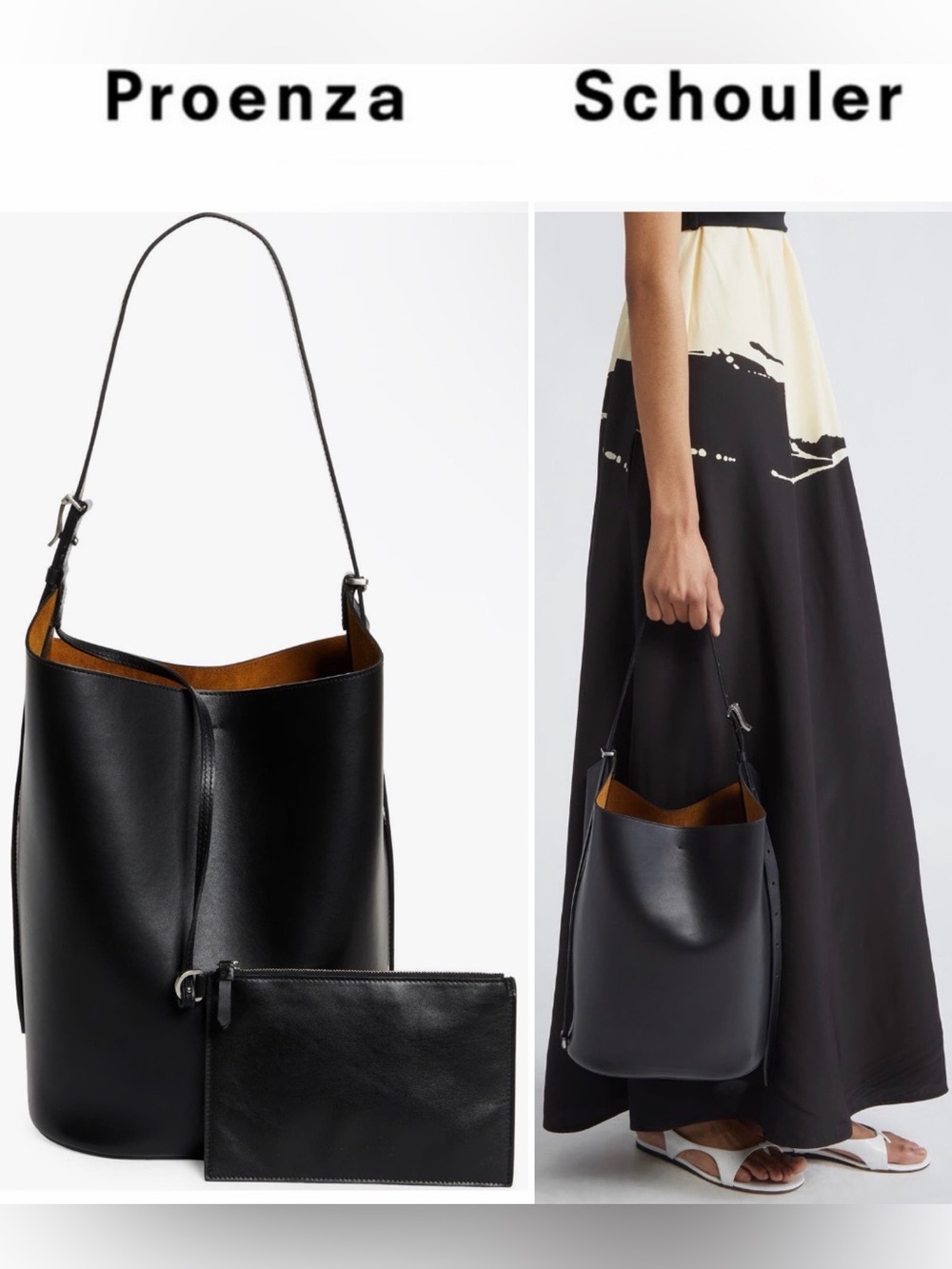 Proenza Schouler Brant Leather Bucket Bag Black Shoulder Purse NWT $1890
